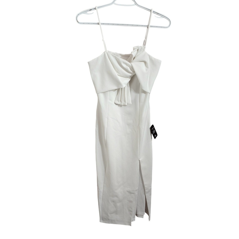 Lulus Memorable Muse White Twist-Front Strapless‎ Midi Dress Small
